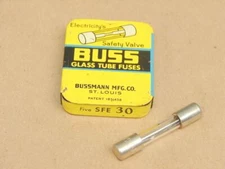 Vintage NOS NEW BUSS Glass Tube Fuse SFE 30 SFE30 Amp Bussman