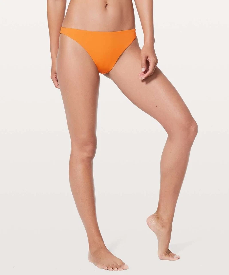 Lululemon Vivid Amber Orange Uncharted Waters Bikini Bottoms High Cut Leg 10 US - Image 2 of 4