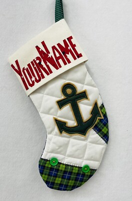 MINI STOCKING. SHIPS ANCHOR.  Aunt Joys Personalized Christmas Stockings.