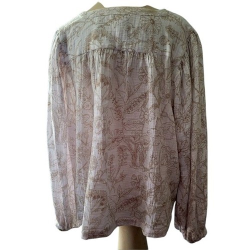 Laura Ashley Peasant Floral White Cotton Gauze Blouse Romantic Summer Size XL - Picture 3 of 7