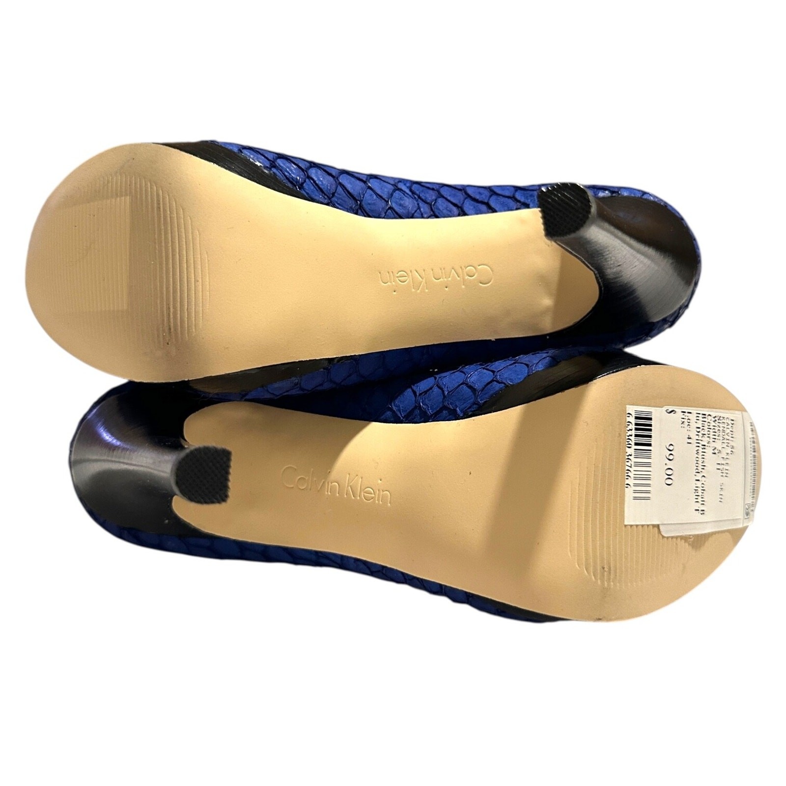 Calvin Klein Kendall Cobalt Blue Leather Fish Skin Shoe Size 6.5 Med thumbnail 5