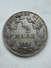 Deutsches Kaiserreich 1/2 Mark 1905 A Silber Original