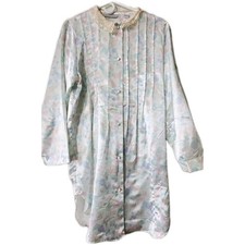 Vtg Erika Taylor Intimates Satin Night Gown Shirt Sz S Oversized Floral See PIC