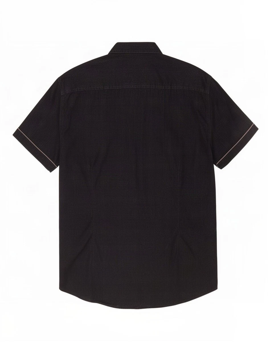 Camisa Guess Para Hombres Gráfica Manga Corta Reino Unido 40 Grande Negra Cuadros Algodón JR07