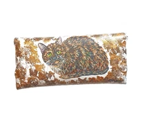 Tortoiseshell Cat Eyeglass Case Hand Painted