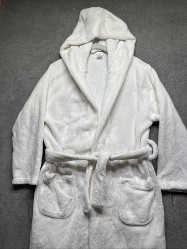 Pottery Barn Kids White Plush Robe 12-14 Spa Lounge Bath Wrap Unisex Flame Safe - Picture 2 of 10