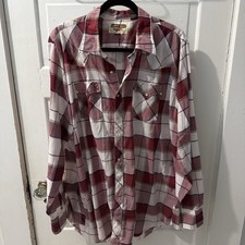 Vintage Authentic Western Youngbloods Plaid Pearl Snap Shirt Mens Large Red Blue