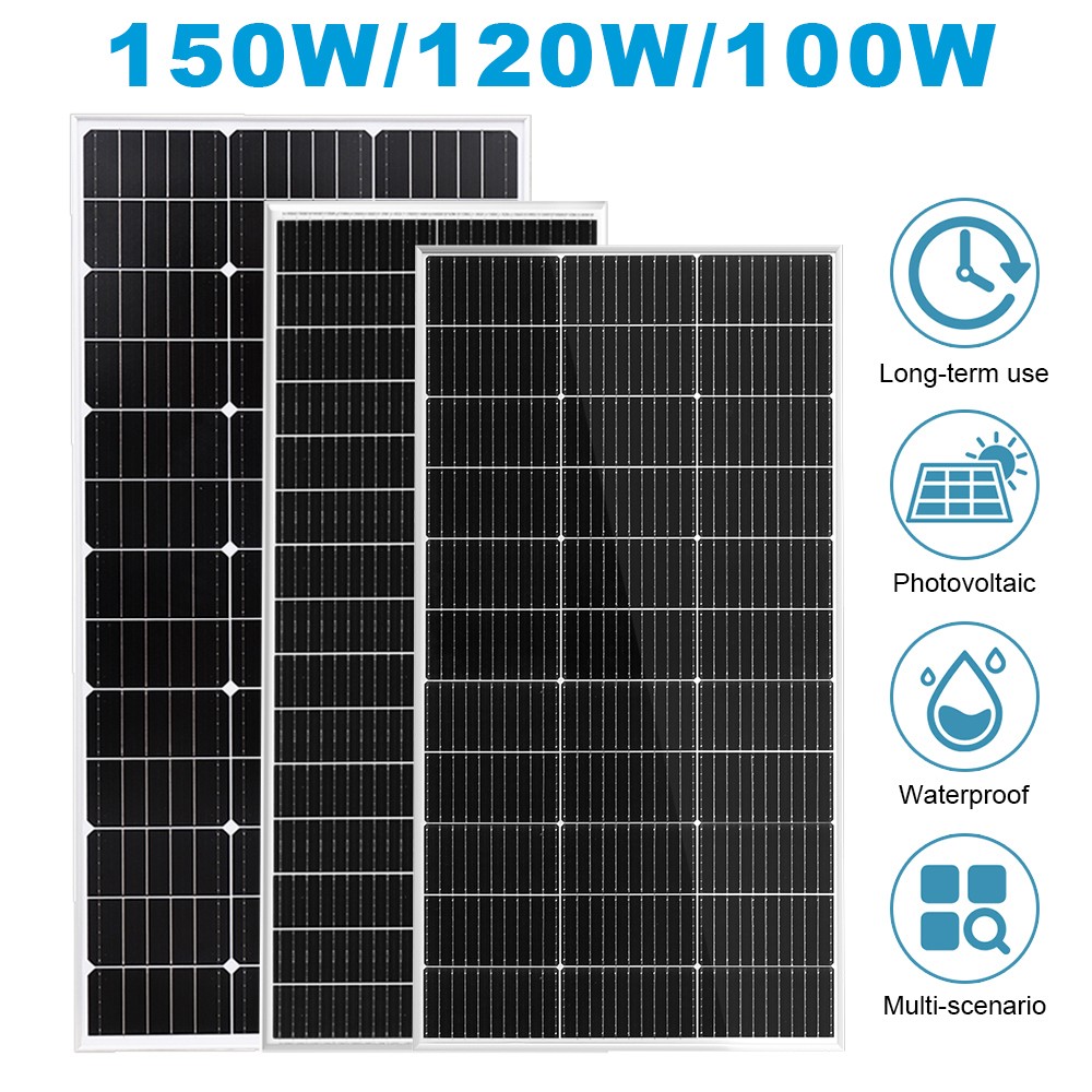 100W 120W 150W Solar Panel Monocrystalline 12V High-Efficiency Rv Boat Balcony