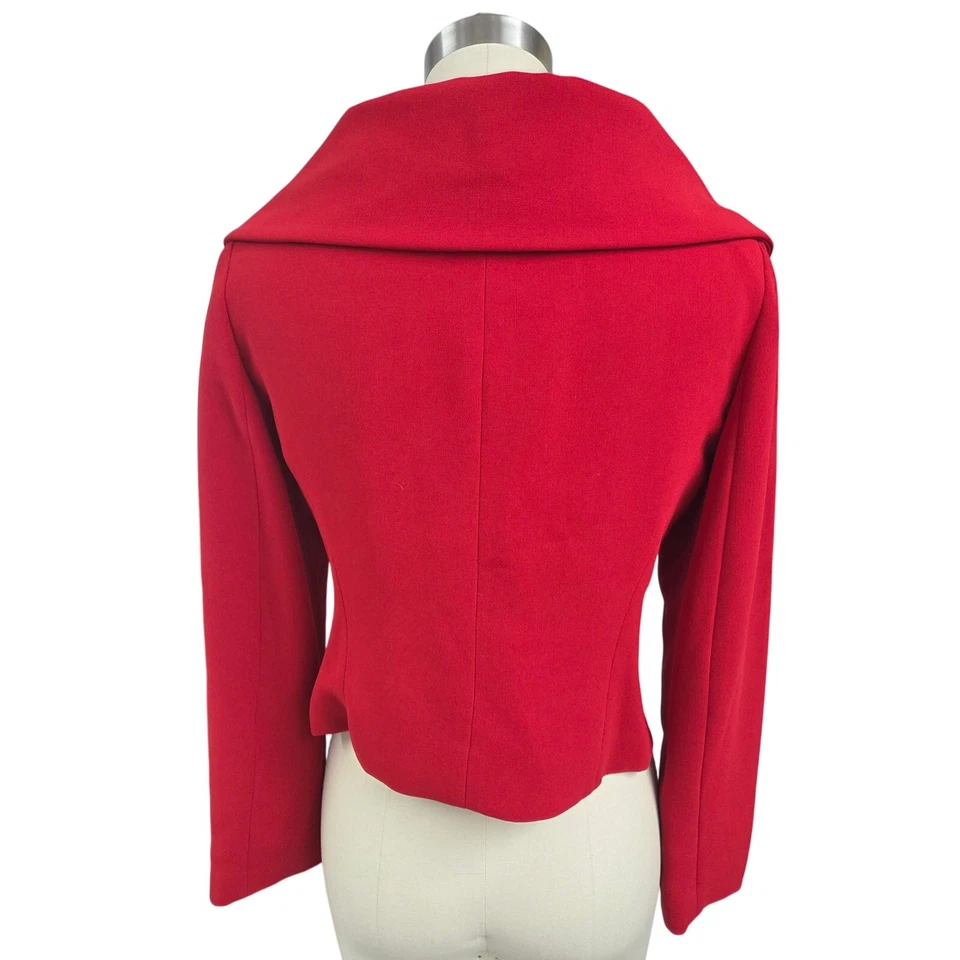 Blazer de Colección Años 80 90 Bloomingdale’s Cuello Chal Rojo Recortado Mob Wife Mujer Fatal Foto 3 de 4