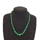 Malachite Semi Precious Graduated Beaded Necklace Gold Tone Barrel Clasp Unboxed