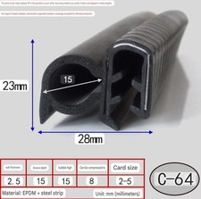 Universal Large Door Rubber EDGE TRIM SEAL - Van Boat Caravan - Bonnet Boot