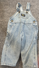 Baby Oshkosh BGosh Bib Overalls Boys 18 Months Blue Pockets Snap Vestbak