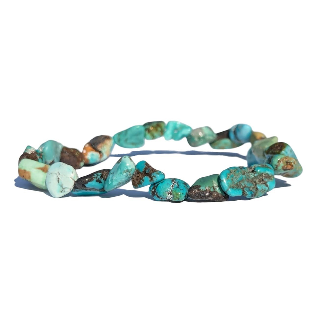 Bracelet en turquoise naturelle pour femme pierre roulée bleue ajustable