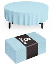 Plastic Table Cloth Disposable 8 Pack, 84'' Round Table Cloths, Easter Party,...