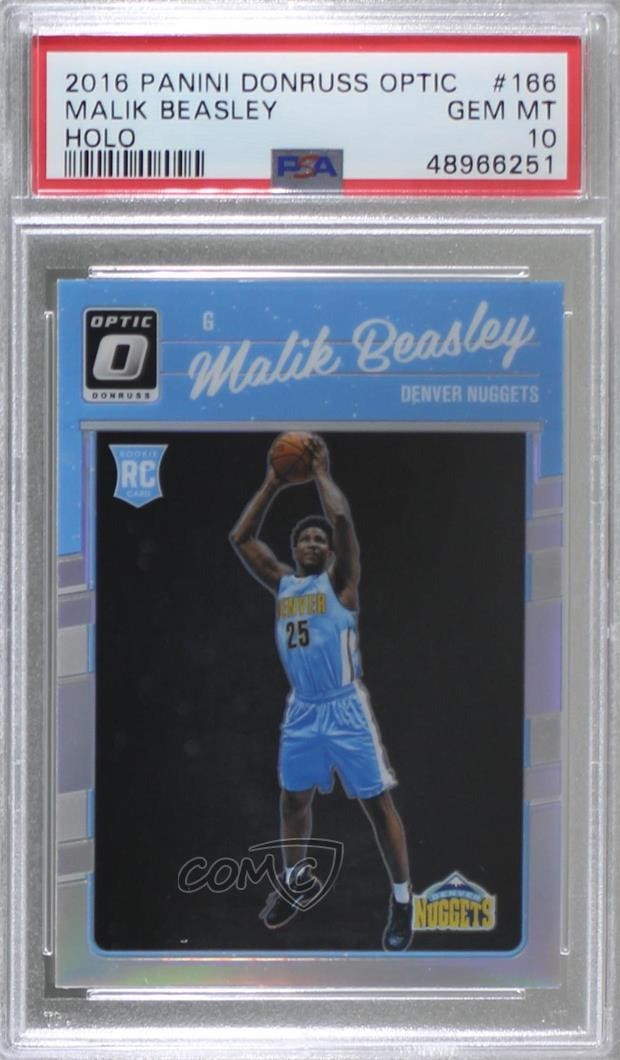 2016 Panini Donruss Optic Holo Silver Prizm Malik Beasley #166 PSA 10 GEM MT 8uc