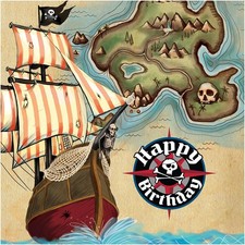 Pirate's Map Treasure Caribbean Buccaneer Birthday Party Paper Luncheon Napkins