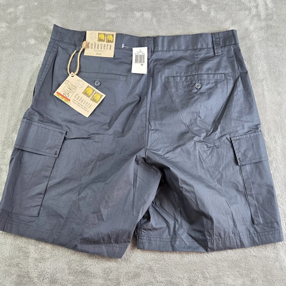 Pantalones Cortos Cubavera Para Hombre 36x9 Azul Bolsillos Carga Frente Plano Exterior Informal NUEVO Foto 2 de 4