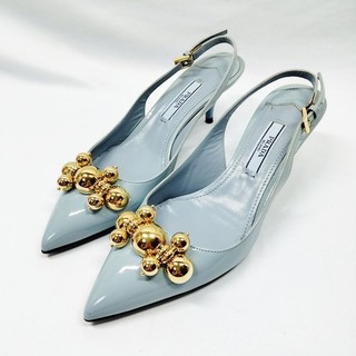 Prada sandali donna pelle verniciata blu chiaro 2556194