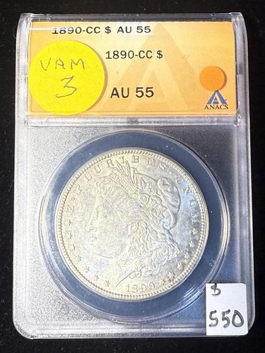 1890 CC Morgan Silver Dollar ANACS AU-55