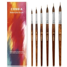 Watercolor Brushes Set of 6 - Extra Long Needle Point Detail Brushes for Fine...