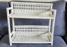 Vintage White Wicker Wall or Counter Shelf 17" 16" 6"