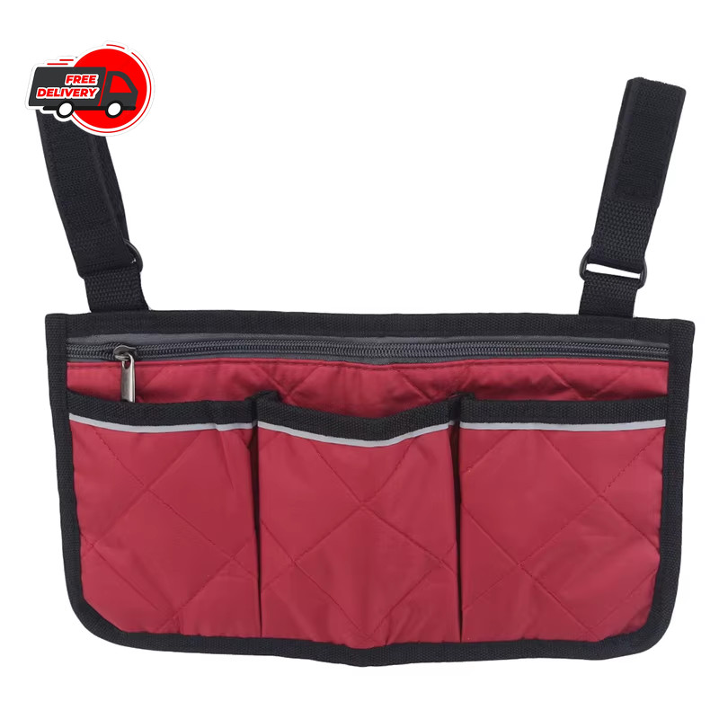 Wheelchair Armrest Organizer Waterproof Side Storage Pocket for Walking Aids