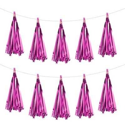 30 Stück leuchtend rosa Quastengirlande mit Seidenpapierquasten, Party-DIY-Kits