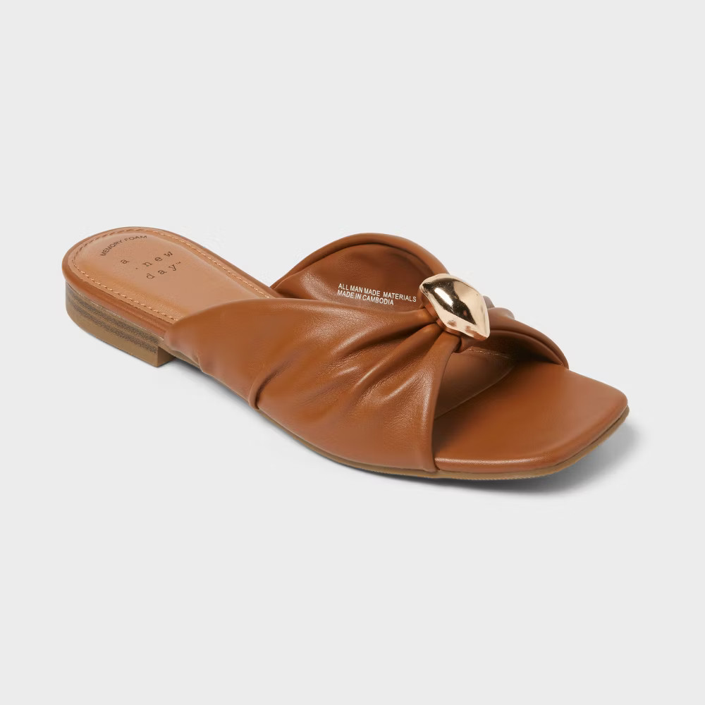 Women s Thea Sandals with Memory Foam Insole - A New Day Tan 3090₽