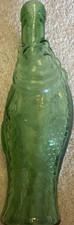 Green Glass Fish Shaped Collectible Bottle