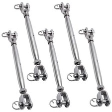 suiwotin 5pcs 3/16" Turnbuckle, Stainless Steel M5 Jaw and M5, 5PCS - Silver