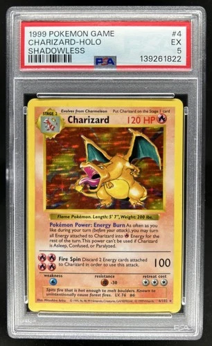 1999 Pokemon Shadowless Charizard Holo #4/102 PSA 5