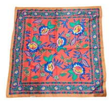 Berkshire Womens Scarf Red Floral Square Vintage Italian Border Print Statement