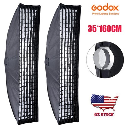 2x Godox Softbox 35*160cm Honeycomb Grid Softbox Bowens Mount for Studio Strobe