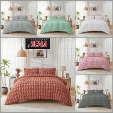 100% Polyester Seersucker Bedding Set Luxury Duvet Quilt Cover Double King Sizes