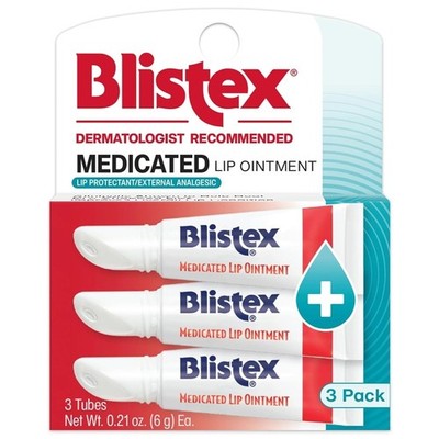 Blistex Medicated Lip Ointment 0.21 Oz Pack Of 3 Cold Sore Relief And Hydration