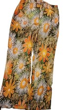 Floral Print Womens Retro look Wide Leg Pants Size S