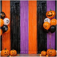 2 Pack Halloween Backdrop Orange Black 3.3FT X 6.6FT, Purple