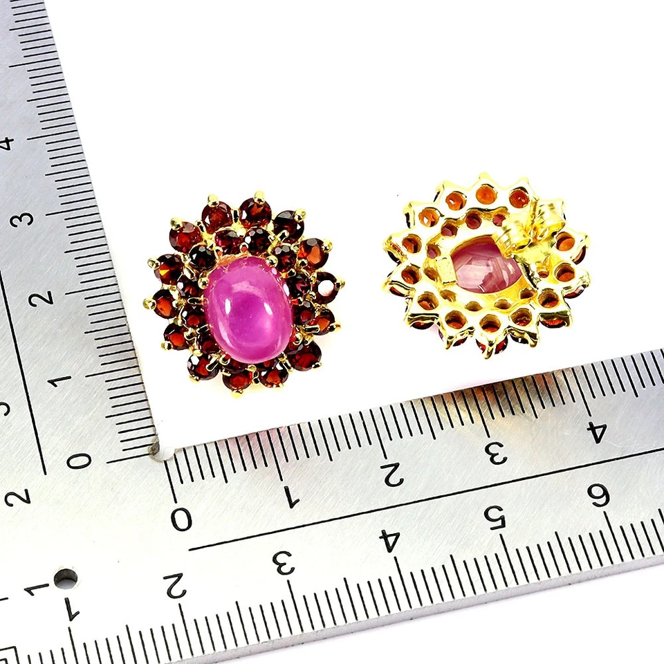 925 Sterling Silver Earrings Oval Ruby 10x8mm Mozambique Garnet Gemstone Jewelry - Image 3 of 4