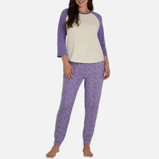 Eddie Bauer Women's 2 Piece Ultra Soft Sleep Pajama Lounge Set , Purple, XXL