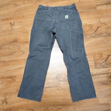 Carhartt Mens Relaxed Fit Work Pants Gray Canvas Utility Pockets 32x30