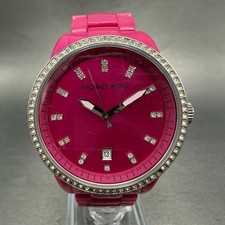 Michael Kors Ritz Watch Women 37mm Pink Dial Pink Tone Date Crystal New Battery