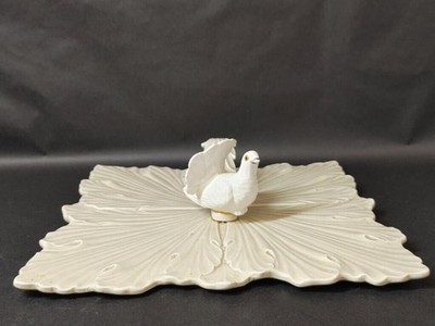VTG Style Setters Divided Plate W/TURKEY RAISED FIGURES & Handle Thanksgiving