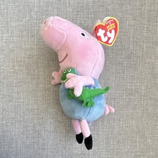 Ty Peppa Pig George Pig Plush Doll Toy Small Beanie Babies with Dinosaur