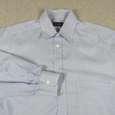 Canali Dress Shirt Men 16 Blue Long Sleeve Casual Dress Button Up Made In Italy