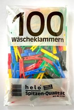 100 Stück Kunststoff Klammern helo made in germany ! Bunte Wäscheklammern 790-0
