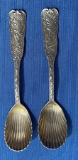 Gorham St. Cloud Sterling Silver Fluted Sorbet Spoon Pair Gilt Antique By Gorham