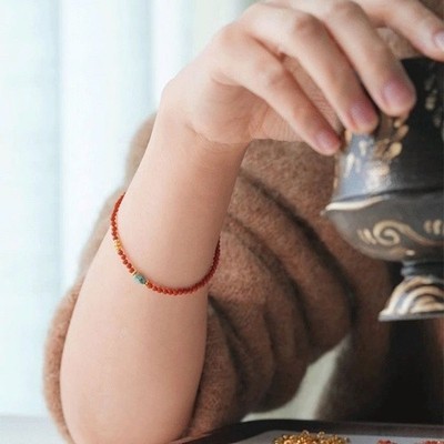 South Red Xiaomi Pearl Persimmon Red National Style Clavicular Chain