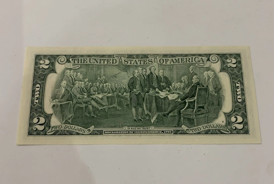 2 Dollar Bill 2003 A 1776 Declaration  of Independence on Back Rare Uncirculated - Image 2 of 2