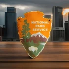 Vintage National Park Service Porcelain Sign Camping Hunting US Forestry Service