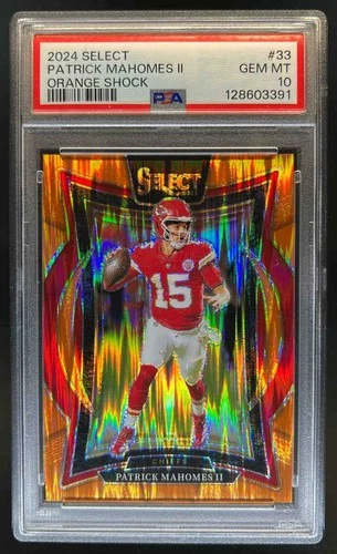 2024 Select Patrick Mahomes II Concourse Orange Prizm Shock #134/499 PSA 10